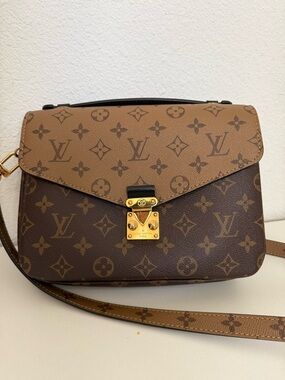 Louis Vuitton Two-Tone Monogram Pochette Metis Crossbody in Brown/Tan